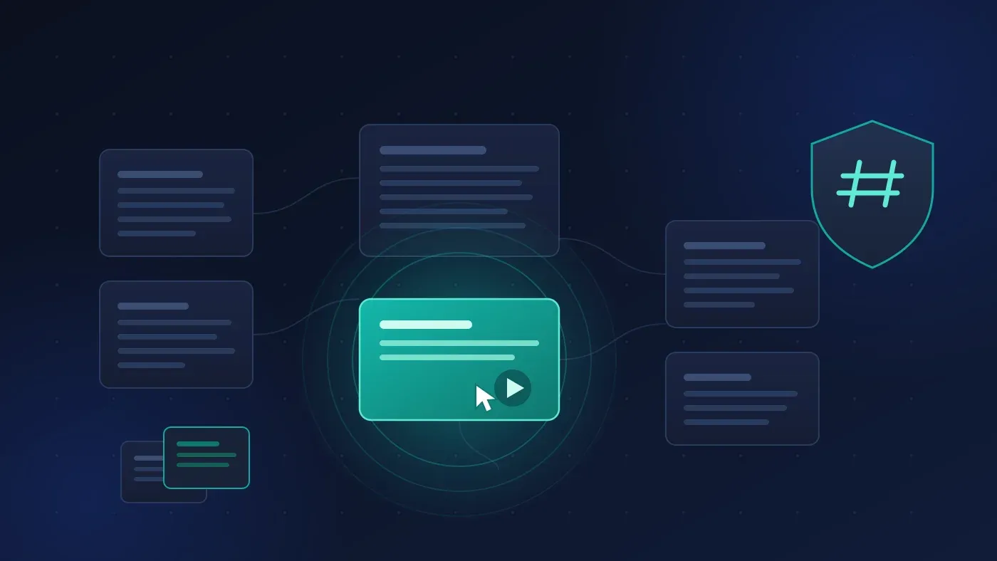 Diagram of a grid of static pages with one glowing hydrated island and a shield representing a strict Content Security Policy